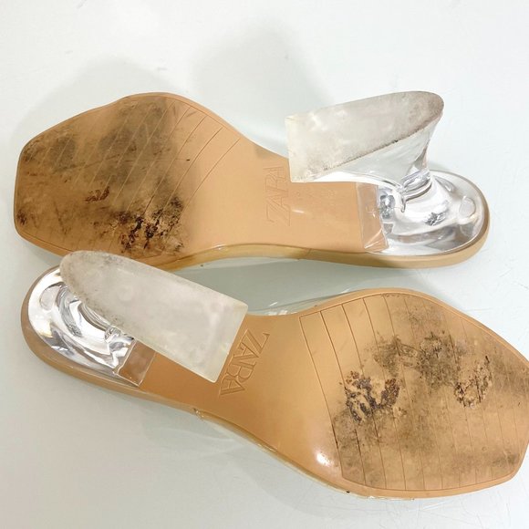 Zara Open Toe Vinyl Sandal Heels - Picture 6 of 6